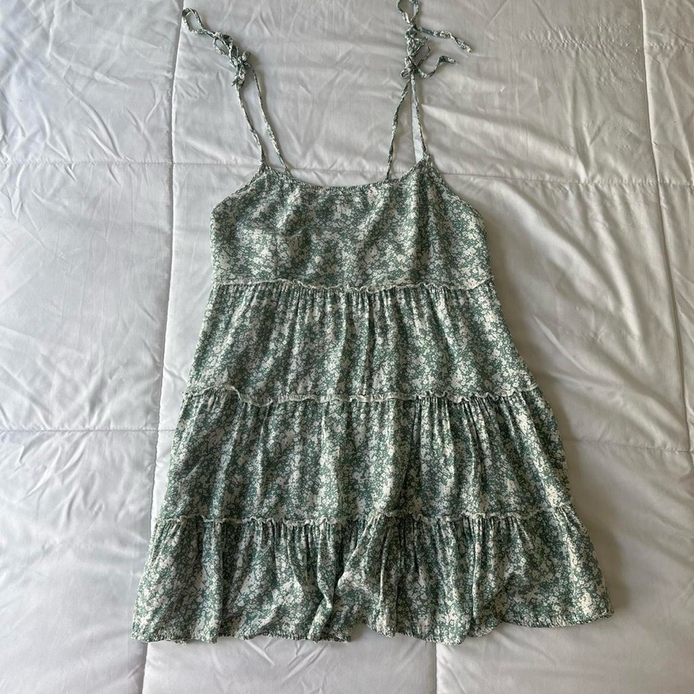 Green and White Flowy Sundress